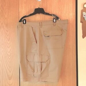 Chaps RL 52 x 10” 7 pocket woven stretch cargo shorts size tan light brown EUC